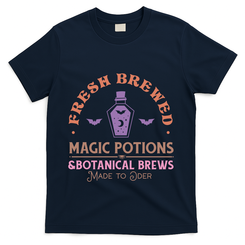 Fresh Brewed Halloween Witch Sign Witchy Mystical Magical Cute Gift T-Shirt - Navy