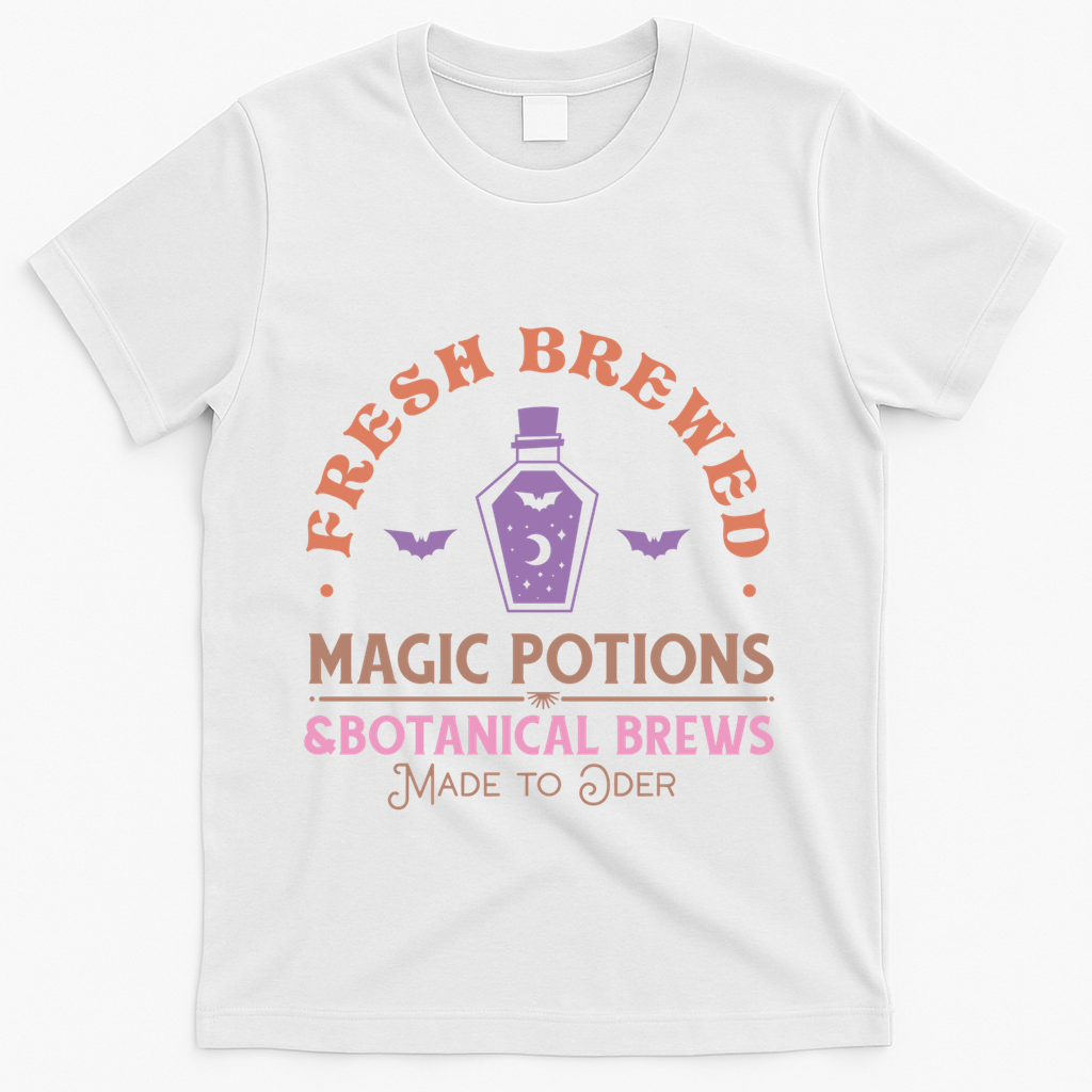 Fresh Brewed Halloween Witch Sign Witchy Mystical Magical Cute Gift T-Shirt - White