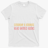 Funny Book Lover Gift Knowledge Is Power Censorship Is Ignorance Read Banned Boo T-Shirt - White