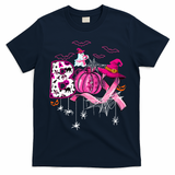 Funny Boo Pumpkin Witch Pink Ribbon Breast Cancer Halloween T-Shirt - Navy Blue