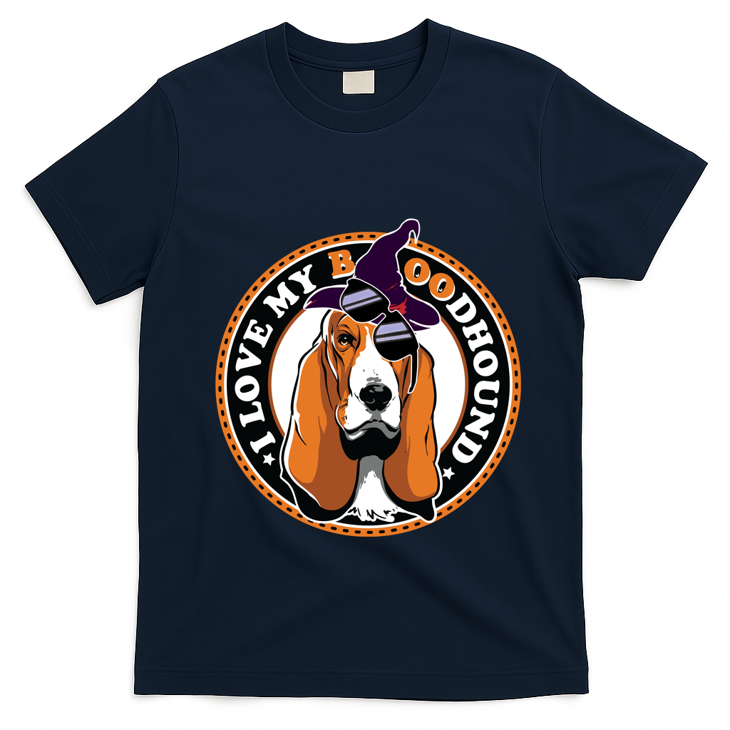 Funny Boo Puns Bloodhound Dog Lover T-Shirt - Navy Blue