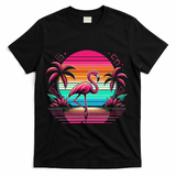Flamingo Beach Summer Vibes Palm Tree Tropical Summer T-Shirt - Black
