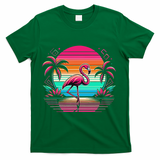 Flamingo Beach Summer Vibes Palm Tree Tropical Summer T-Shirt - Green