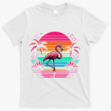 Flamingo Beach Summer Vibes Palm Tree Tropical Summer T-Shirt - White