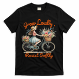 Floral Bike Subtle 8647 Trump Resist ,boho Vintage T-Shirt - Black