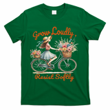 Floral Bike Subtle 8647 Trump Resist ,boho Vintage T-Shirt - Green