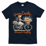 Floral Bike Subtle 8647 Trump Resist ,boho Vintage T-Shirt - Navy