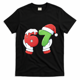 Funny Christmas 67 Meme 6-7 Santa Claus Hands T-Shirt - Black