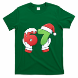 Funny Christmas 67 Meme 6-7 Santa Claus Hands T-Shirt - Irish Green
