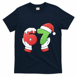 Funny Christmas 67 Meme 6-7 Santa Claus Hands T-Shirt - Navy Blue