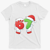 Funny Christmas 67 Meme 6-7 Santa Claus Hands T-Shirt - White