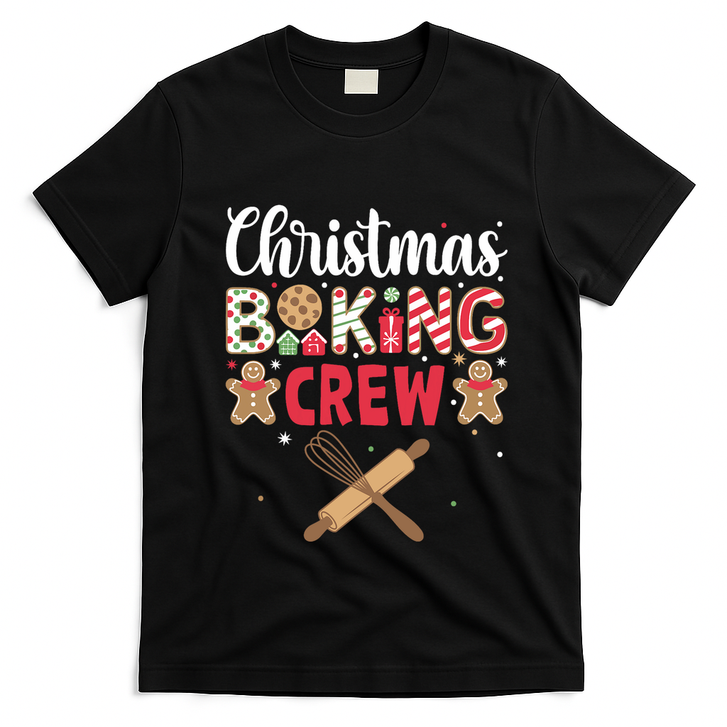 Funny Christmas Baking Crew Baking Christmas Cookie T-Shirt - Black