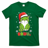 Funny Christmas Bruh Grumpy Grinch Cat T-Shirt - Irish Green