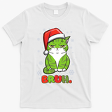 Funny Christmas Bruh Grumpy Grinch Cat T-Shirt - White