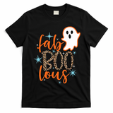 Funny Cute Boo Ghost Halloween Fab-Boo Lous Leopard T-Shirt - Black