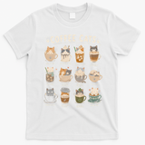 Funny Coffee Cats Cute Cat Themed Beverage T-Shirt - White