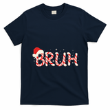 Funny Christmas Candy Cane Bruh T-Shirt - Navy Blue