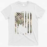 Funny Cute Camo US America Flag Turkey Day Hunting Thanksgiving T-Shirt - White