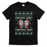 Funny Christmas Cheer Christmas Beer Ugly Sweater T-Shirt - Black
