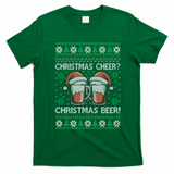 Funny Christmas Cheer Christmas Beer Ugly Sweater T-Shirt - Irish Green