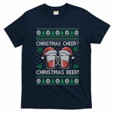 Funny Christmas Cheer Christmas Beer Ugly Sweater T-Shirt - Navy Blue