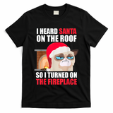 Funny Christmas Cat Hates Santa Grumpy Annoyed Cats T-Shirt