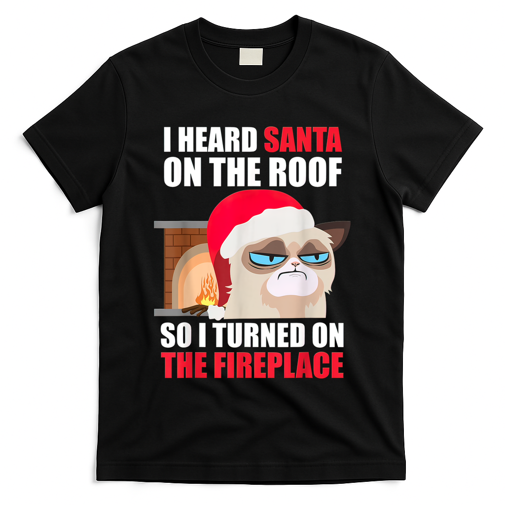 Funny Christmas Cat Hates Santa Grumpy Annoyed Cats T-Shirt