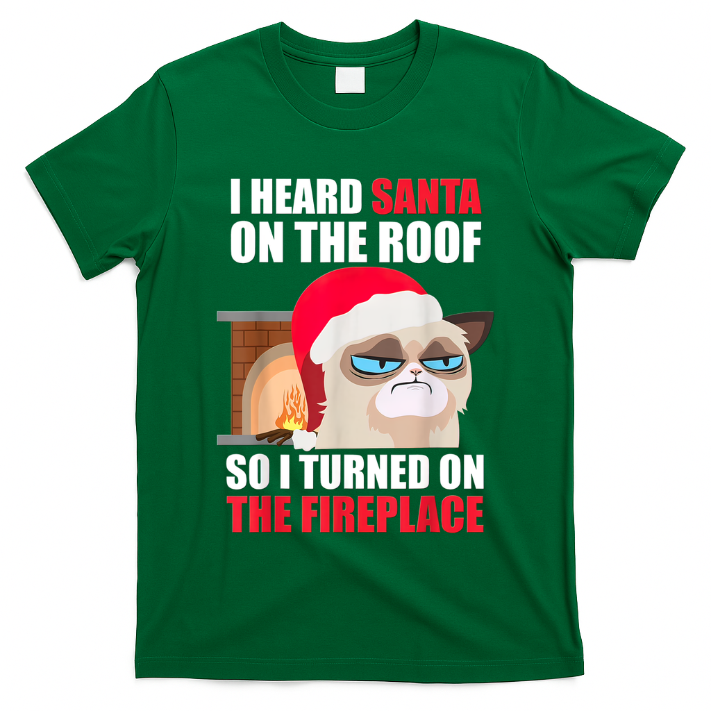 Funny Christmas Cat Hates Santa Grumpy Annoyed Cats T-Shirt