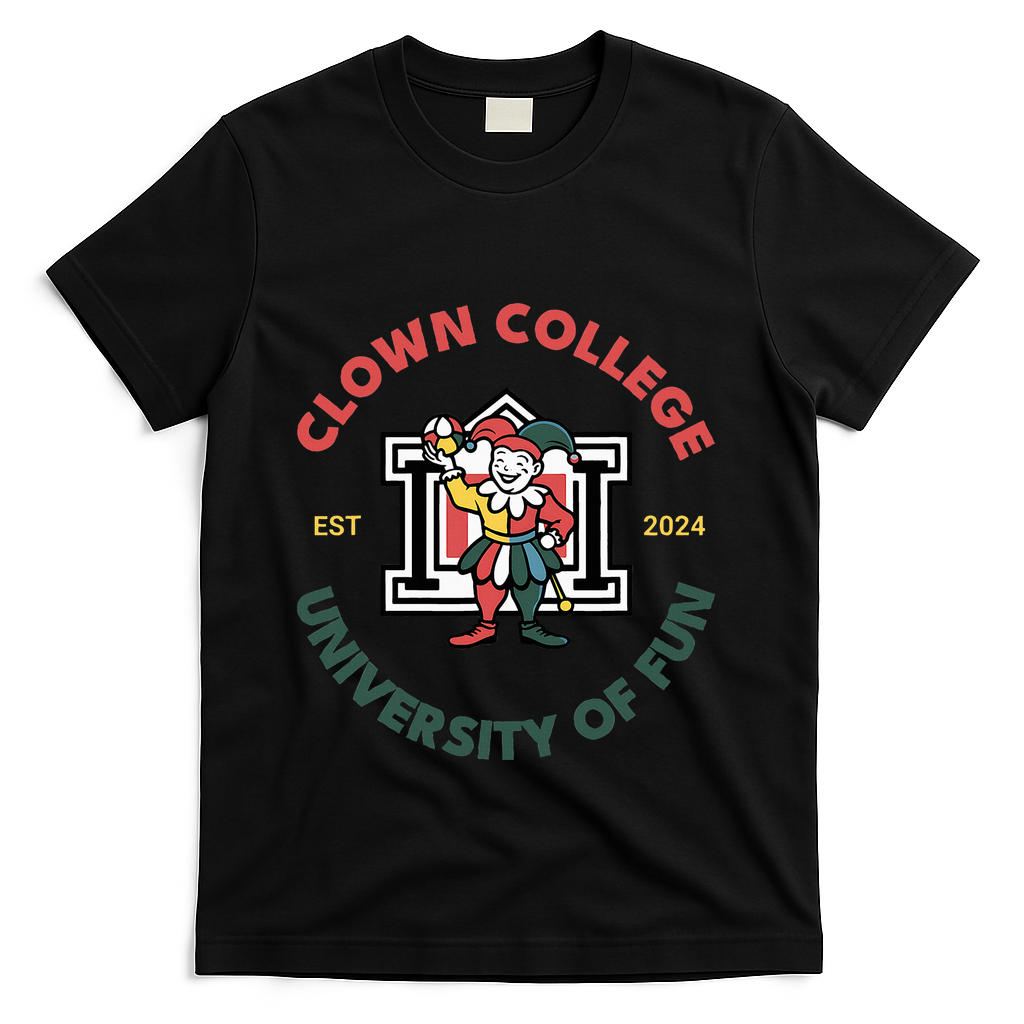 Funny Circus Clown College T-Shirt - Black