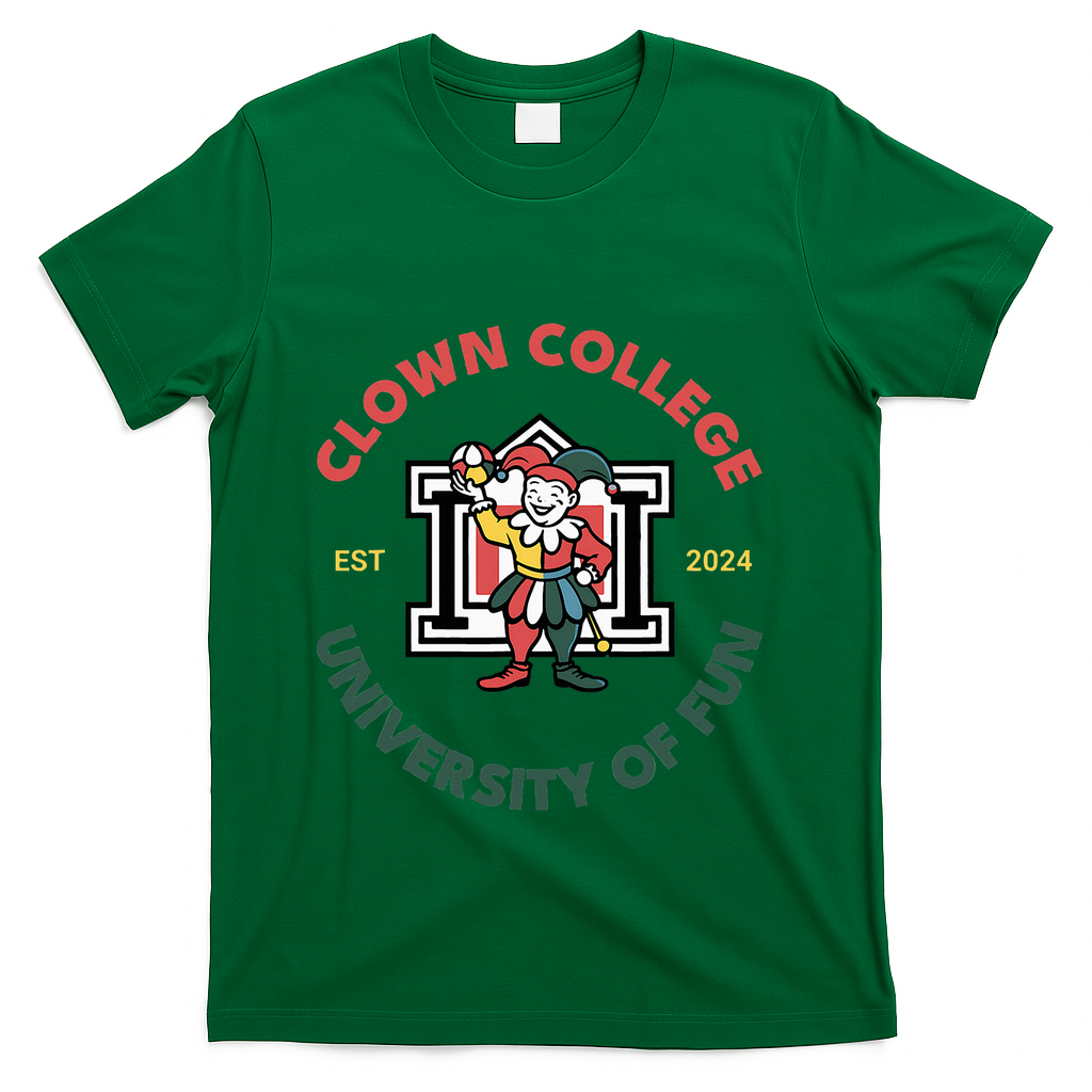Funny Circus Clown College T-Shirt - Green