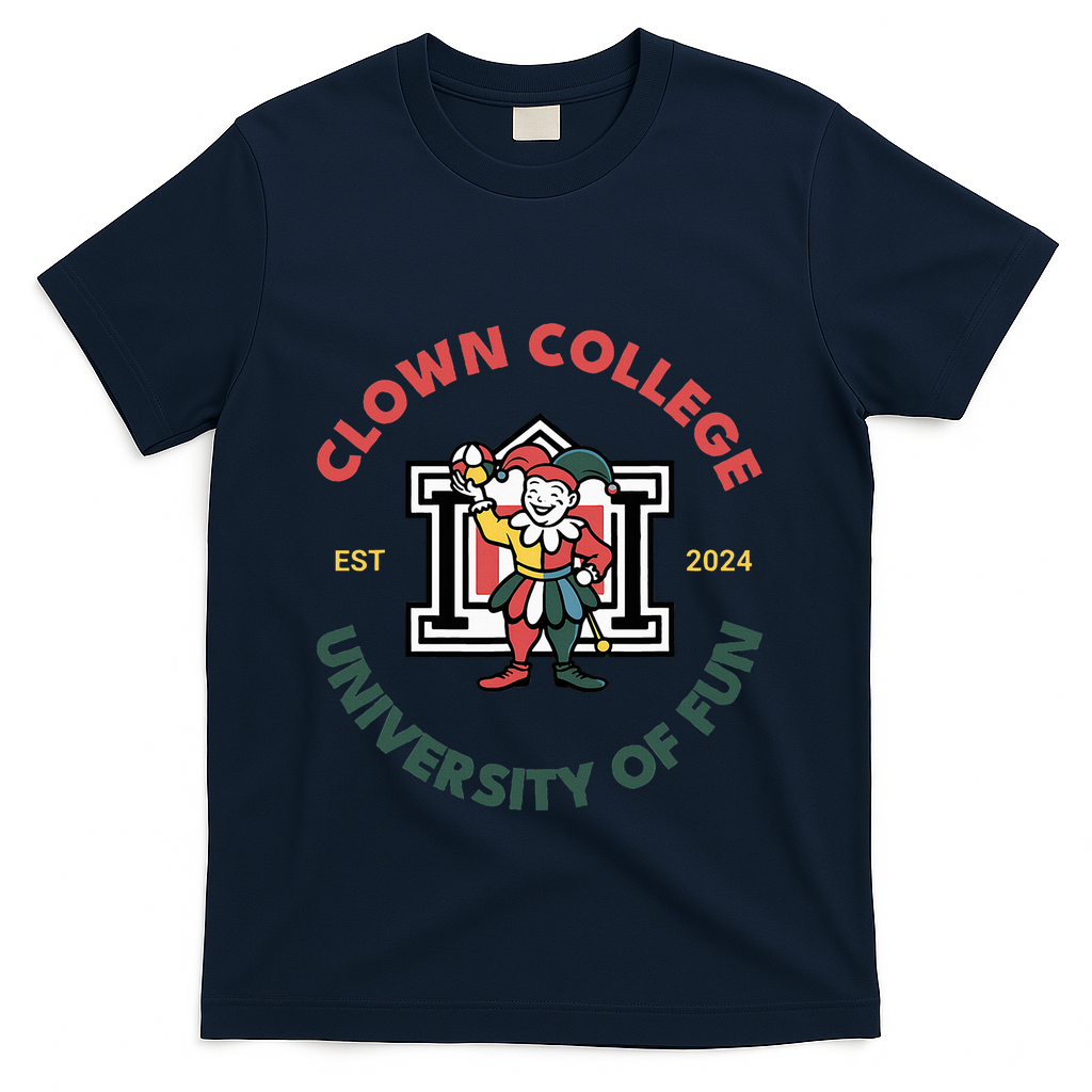Funny Circus Clown College T-Shirt - Navy