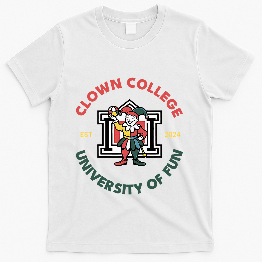 Funny Circus Clown College T-Shirt - White