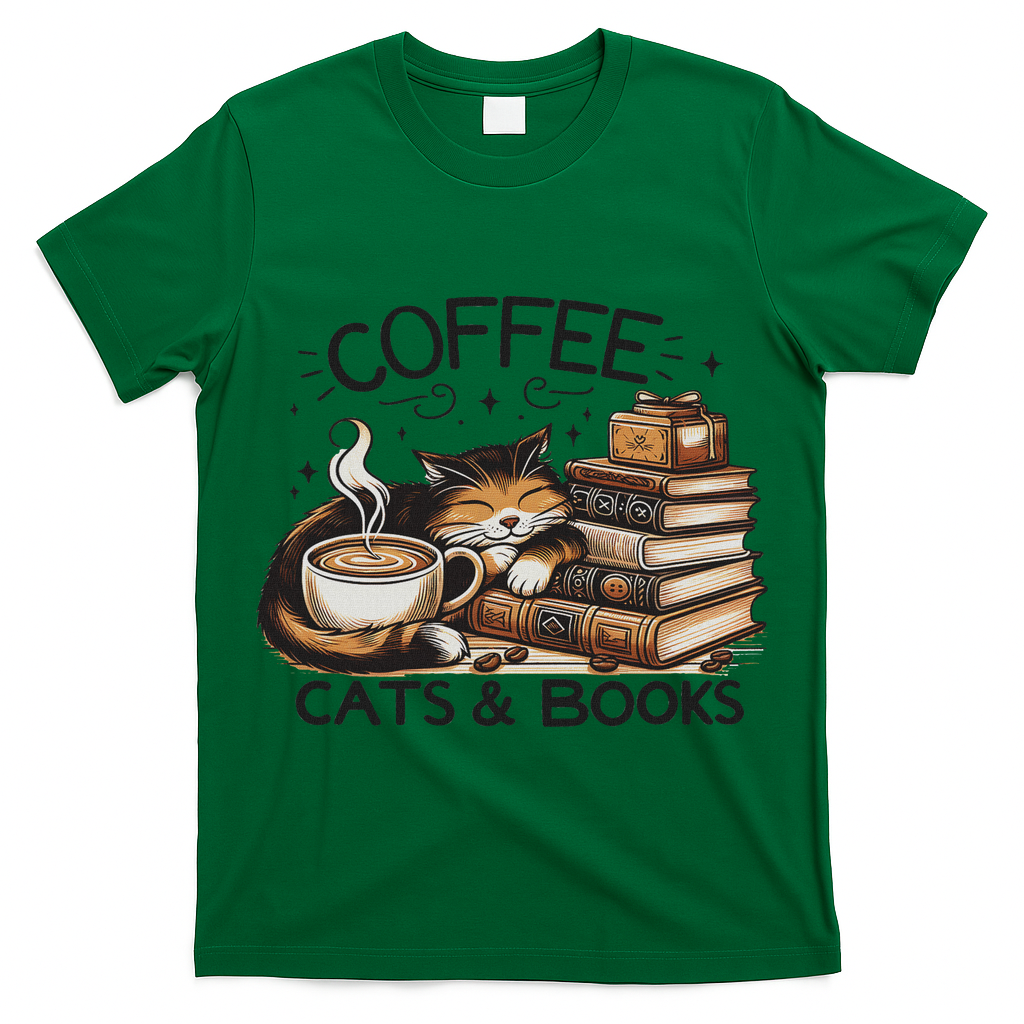 Funny Cute Coffee Cats Books Lover Gift Idea Women T-Shirt