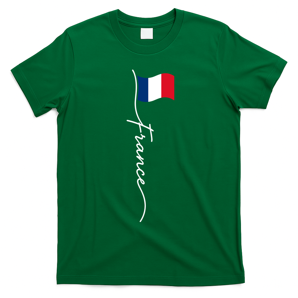French Culture Classic France Signature Flag T-Shirt - Irish Green