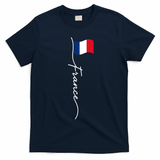 French Culture Classic France Signature Flag T-Shirt - Navy Blue