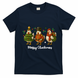 Funny Christmas Chicken Merry Cluckmas T-Shirt - Navy Blue