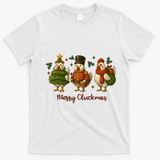 Funny Christmas Chicken Merry Cluckmas T-Shirt - White