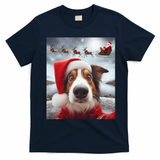 Funny Christmas Dog With Santa Dog Selfie With Santa T-Shirt - Navy Blue