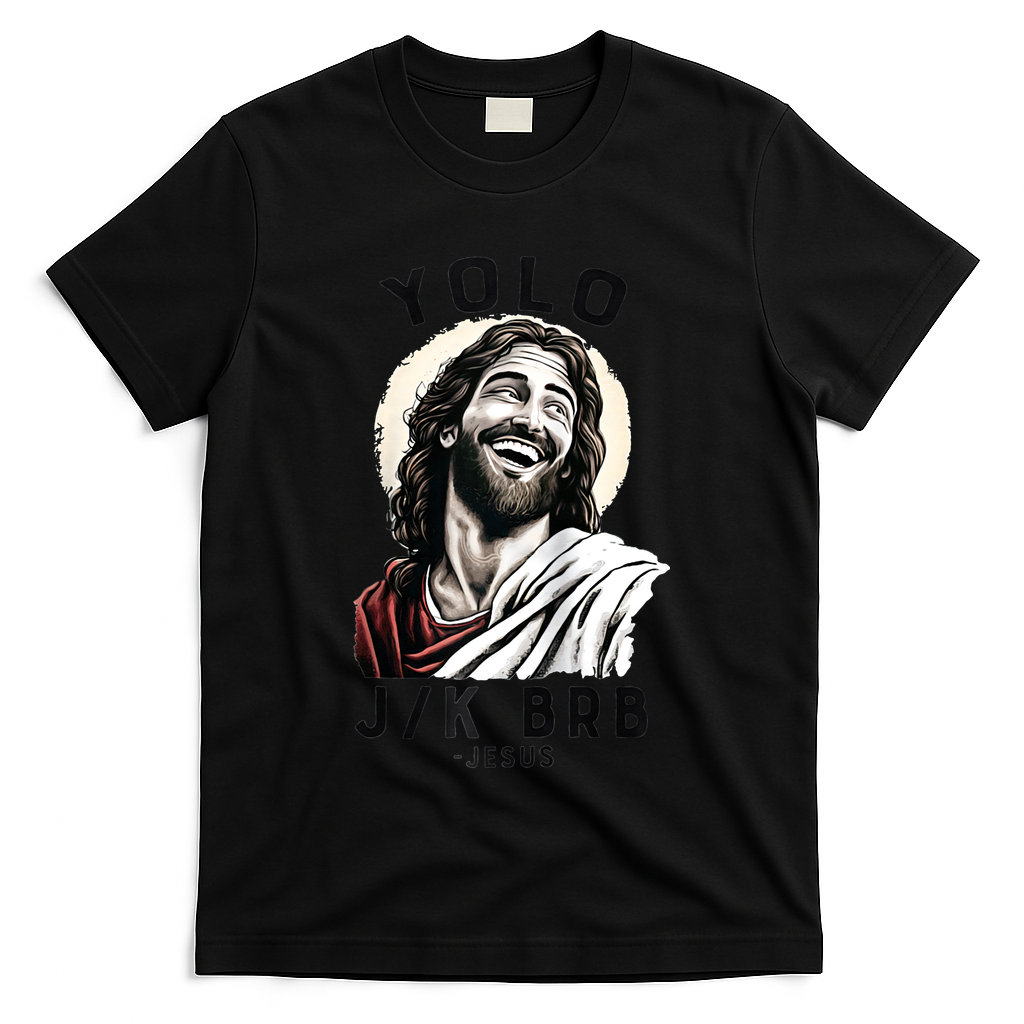 Funny Christian Easter Jesus YOLO JK BRB Raglan T-Shirt
