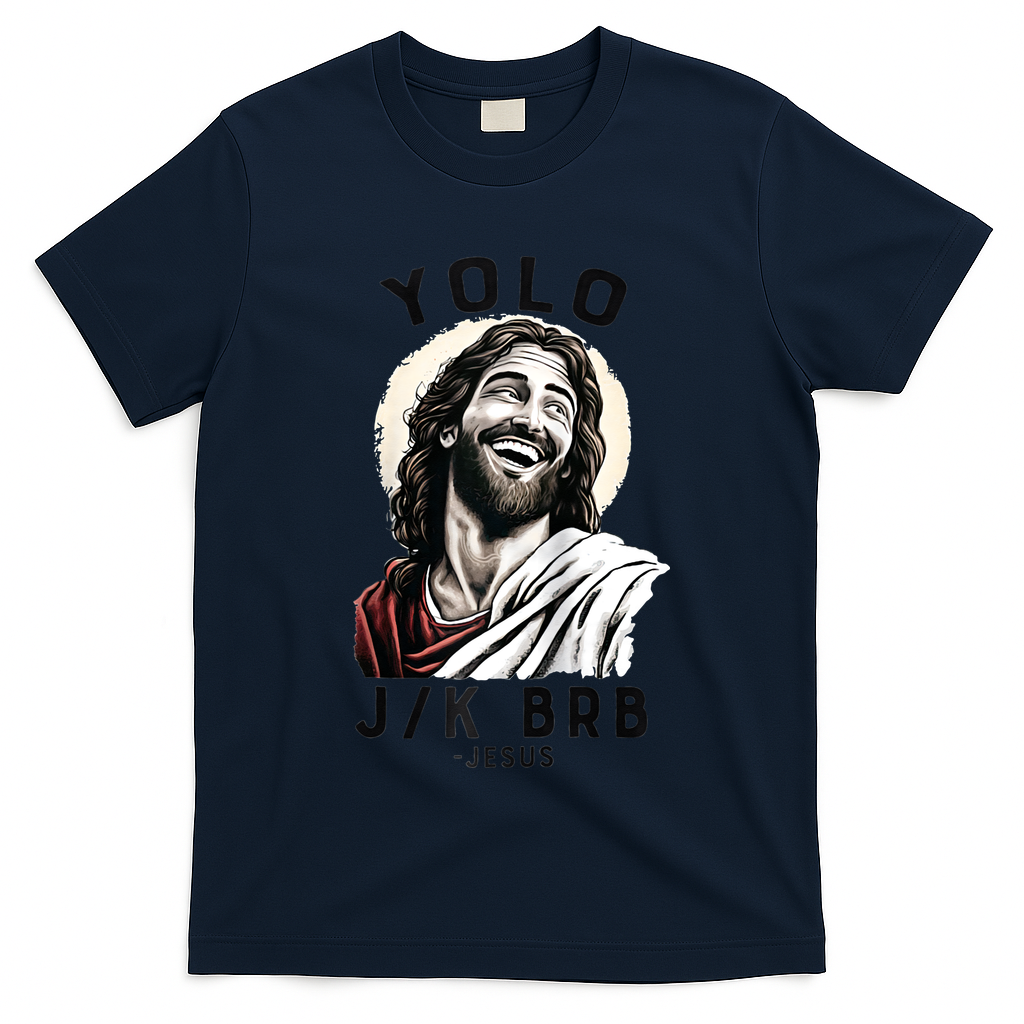 Funny Christian Easter Jesus YOLO JK BRB Raglan T-Shirt