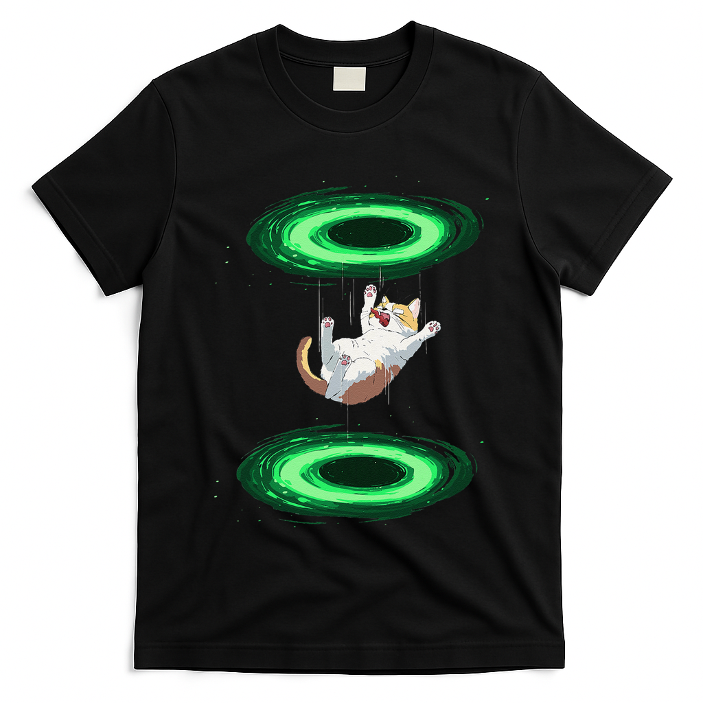 Funny Cat Falls Through Portal For Kitten And Cats Lovers T-Shirt