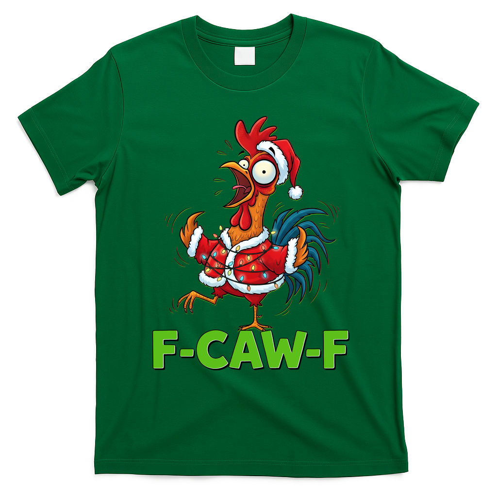 Funny Christmas  F CAW F Chicken Rooster T-Shirt - Irish Green