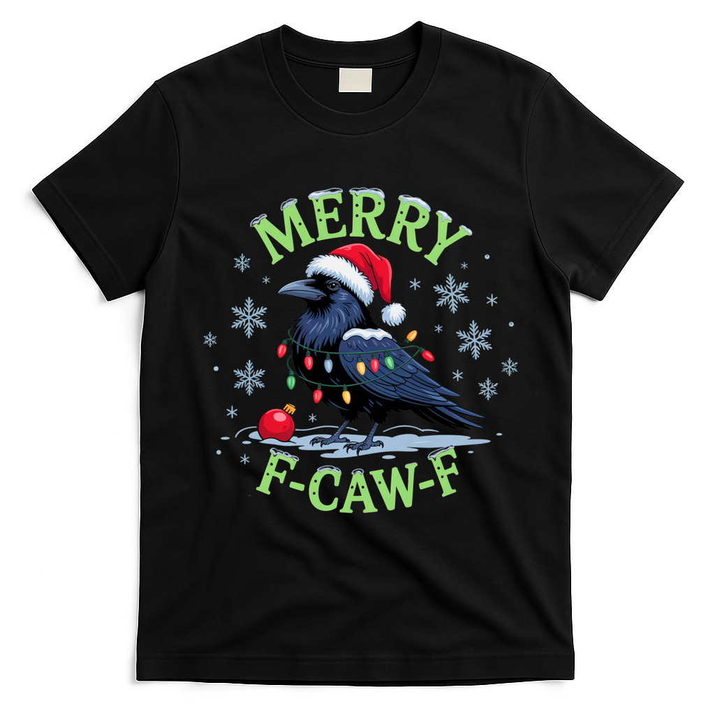 Funny Christmas F CAW F Crow T-Shirt - Black