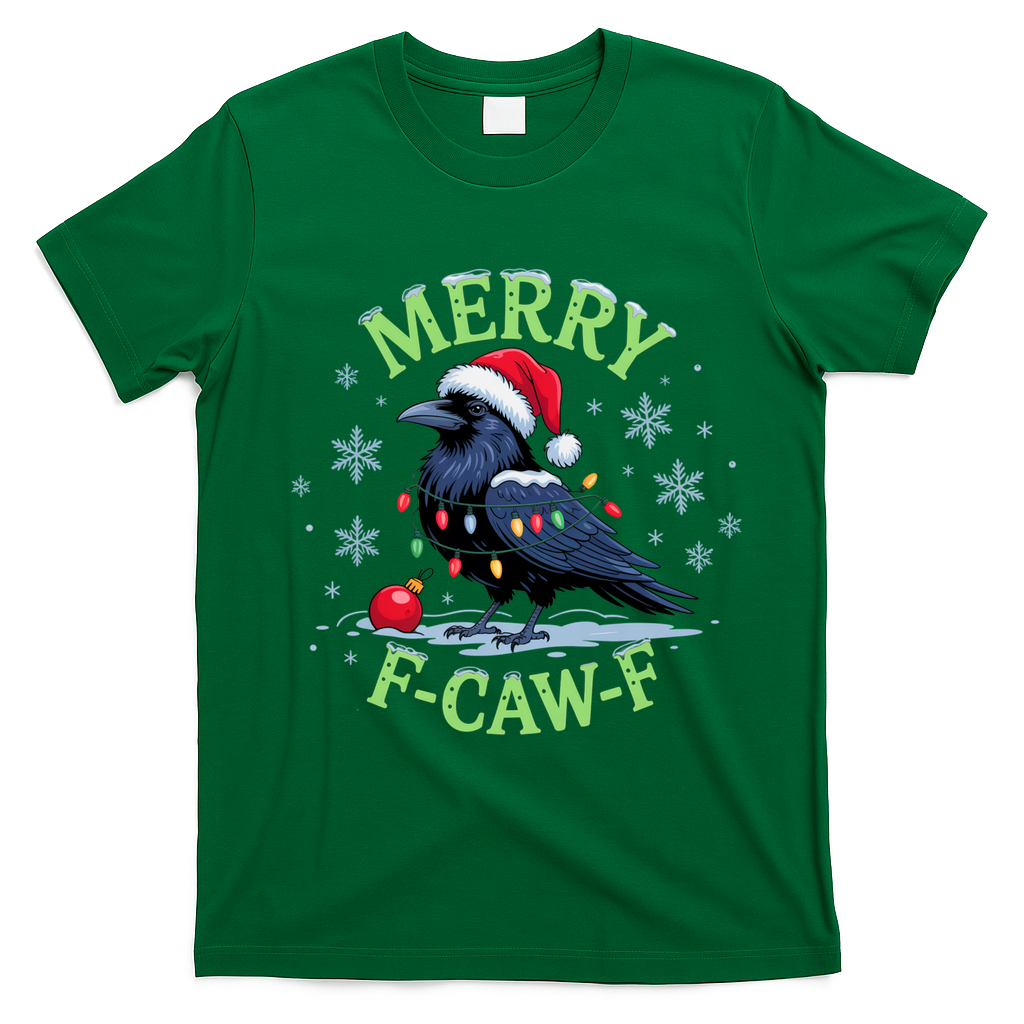 Funny Christmas F CAW F Crow T-Shirt - Irish Green