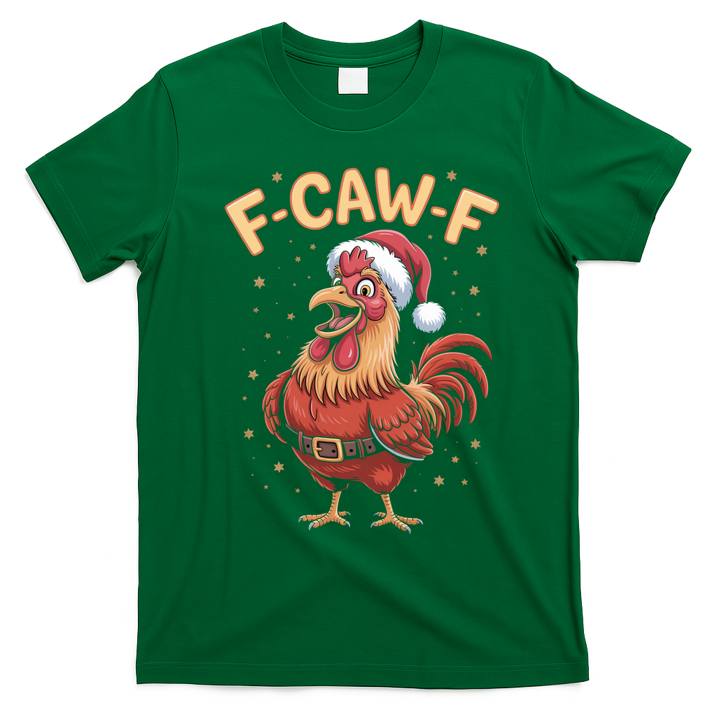 Funny Christmas F-CAW-F Santa Claus Chicken  T-Shirt - Irish Green