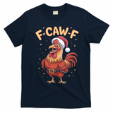 Funny Christmas F-CAW-F Santa Claus Chicken  T-Shirt - Navy Blue