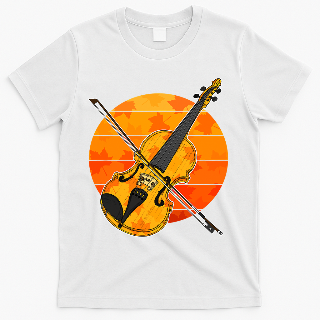 Funny Cute Fall Violin Violinist Autumn Thanksgiving String Player T-Shirt - White