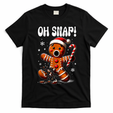 Funny Christmas Gingerbread Man Oh Snap Outfit Pajama T-Shirt - Black