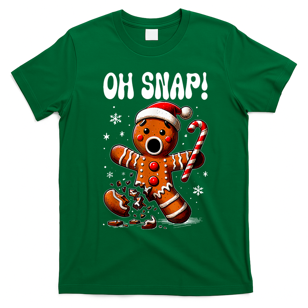 Funny Christmas Gingerbread Man Oh Snap Outfit Pajama T-Shirt - Irish Green