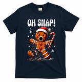 Funny Christmas Gingerbread Man Oh Snap Outfit Pajama T-Shirt - Navy Blue